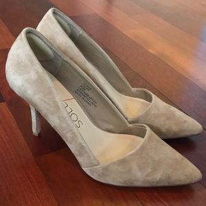 Suede Taupe Pointy Toe Heels